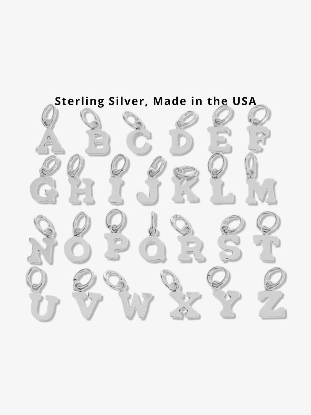 Set of 5 X Sterling Silver Letter Charm for Necklace Bracelet Tiny