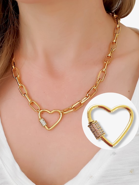 Heart Carabiner Lock Pendant Carabiner Lock Pendant 24k Gold