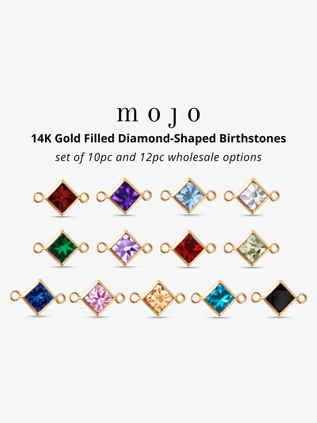 13 Colors, 14K Gold Filled Diamond Shapes Birthstones for Permanent ...