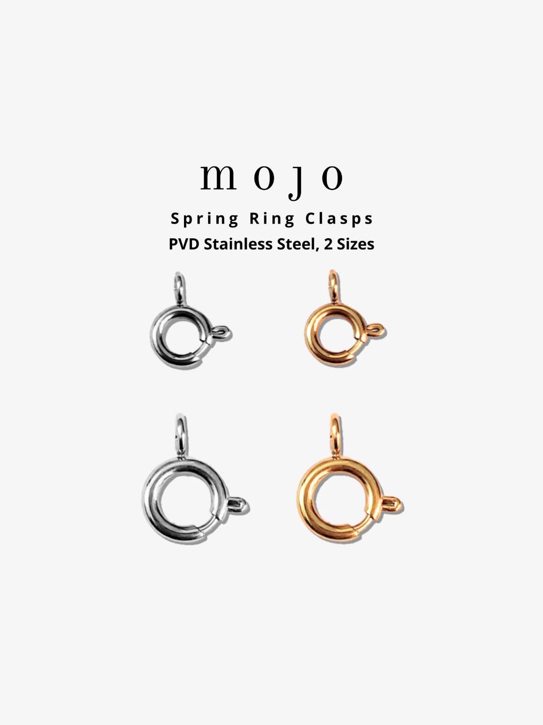 Spring Ring Fastener 5mm and 8mm Gold and Steel Spring Ring With Open Ring Made in the USA ...