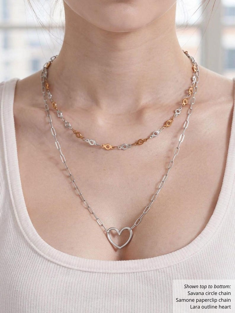 Lara Chain 9 Styles, Silver Heart Connectors for Permanent Jewelry Bracelet ...