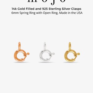 14K Gold Filled 925 Sterling Silver 6mm Spring Ring with Open Ring Made in the USA Clasp Round Circle Fastener Necklace Bracelet ADAIR