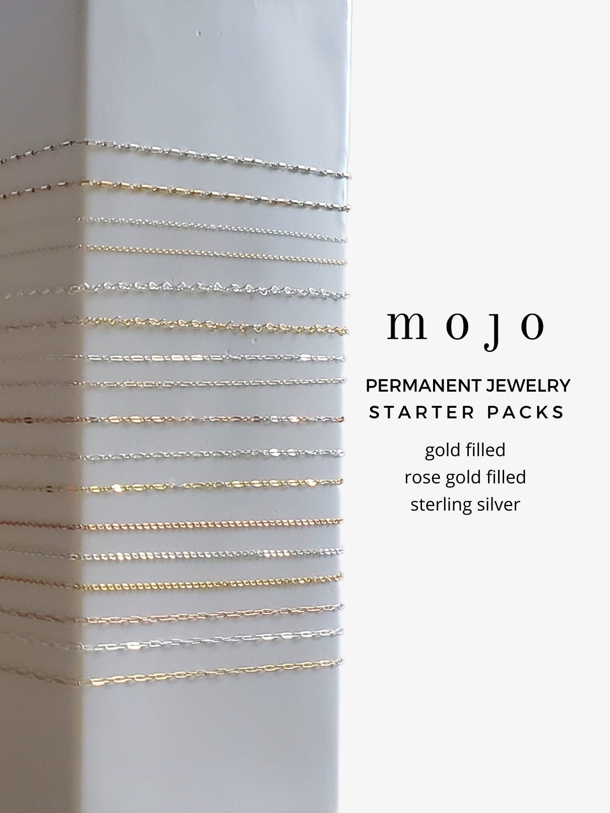 Permanent Jewelry Chain Starter Pack, Gold Filled Chain by the