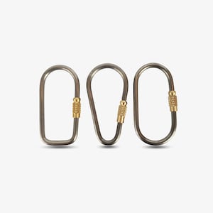 Gold Silver Carabiner Lock Pendant 48x25mm D Ring Oval Screw Lock Key Chain Necklace Choker Connector Hiking Hook Keyring Outdoor ZOA image 2