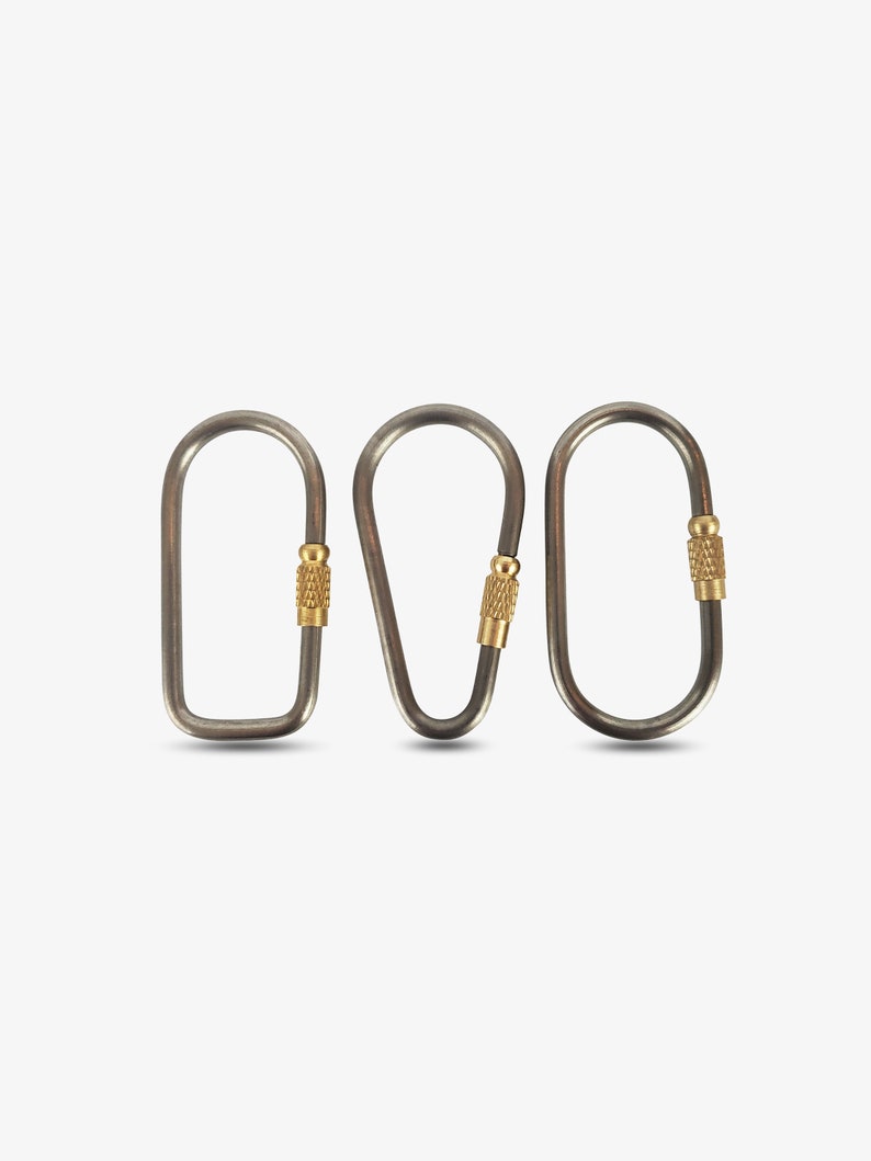 Gold Silver Carabiner Lock Pendant 48x25mm D Ring Oval Screw Lock Key Chain Necklace Choker Connector Hiking Hook Keyring Outdoor ZOA image 2