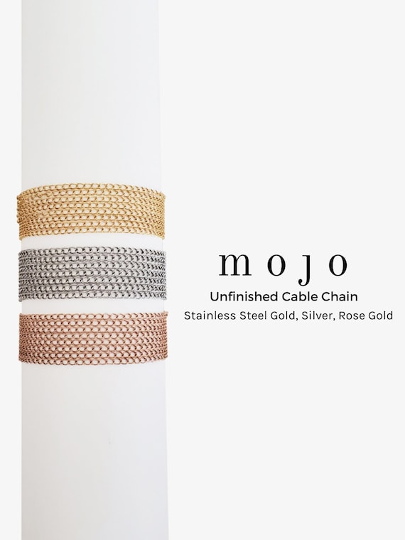 3 Colors Stainless Steel Cable Chain by the Foot 3MM Any Length