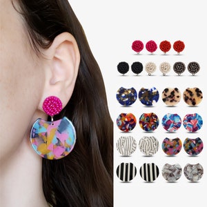 13 Colores Perlas Perlas Declaración Disco Pendientes Amuletos Hallazgos Rojo Rosa Negro Blanco Gris Azul Marrón Tortuga Concha Rojo Arco Iris Pendientes