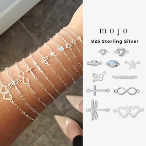 10 Styles! Sterling Silver Connectors For Permanent Jewelry Heart Cross Infinity Dragonfly Mama Charms Celestial Necklace Bracelet Layering