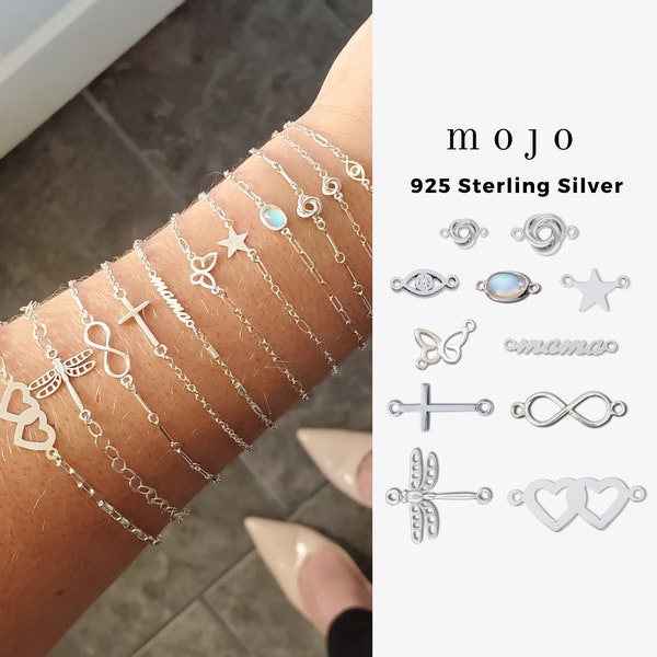 10 Styles! Sterling Silver Connectors For Permanent Jewelry Heart Cross Infinity Dragonfly Mama Charms Celestial Necklace Bracelet Layering