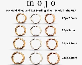 Juego de 20, 60, 100 anillos de salto para joyería permanente rellenos de oro de 14 k rellenos de oro rosa Plata de ley 925 22ga Anillos abiertos 2,8 mm 3 mm 3,3 mm 3,8