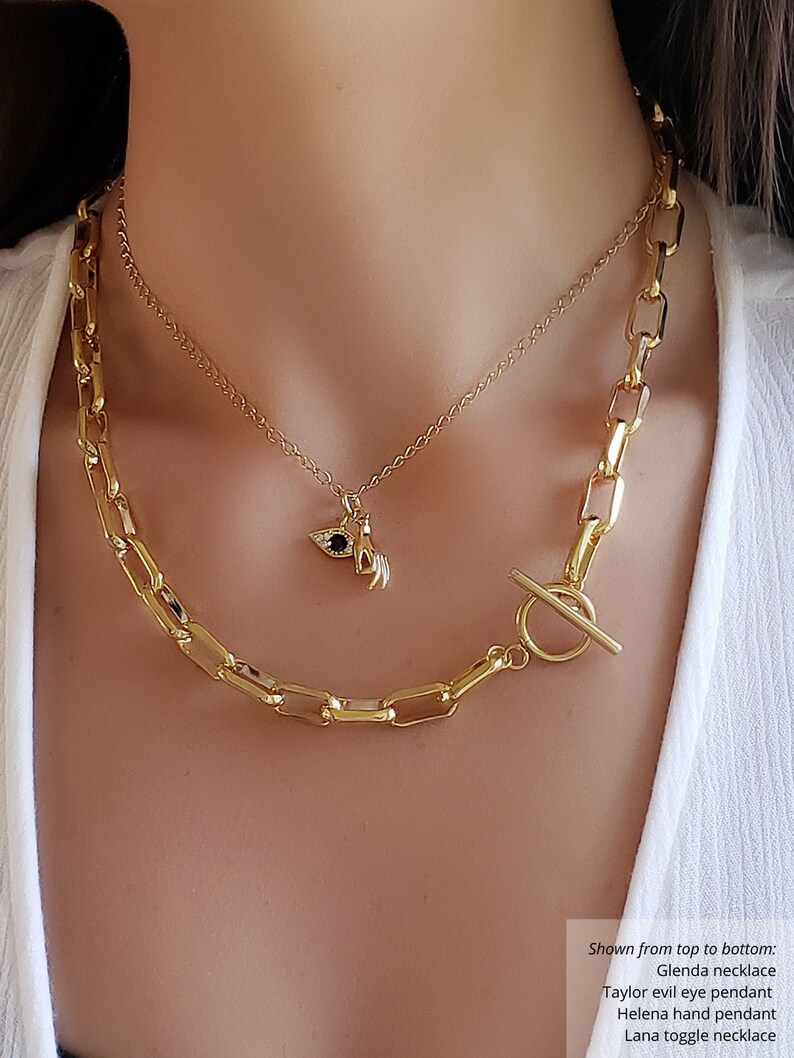 2 Styles Gold Paperclip Toggle Necklaces Lariat Necklace Y | Etsy