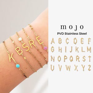 Gouden hoofdletterbedel tussen verbindingsstuk voor permanente sieraden, 1 stuk of set van 26 groothandel, gouden pvd-roestvrijstalen armbandverbinders