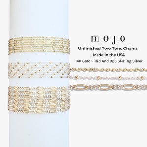 Dwukolorowy łańcuszek na stopę ze złota i srebra próby 925, łańcuszki mieszane, koralikowe łańcuszki Figaro z satelitami i mieszanymi metalowymi koralikami, 2-kolorowe, wyprodukowane w USA