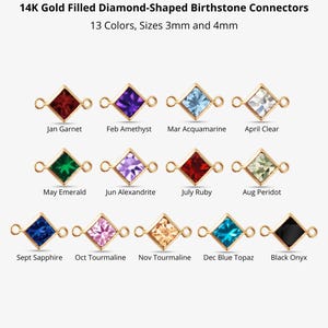 13 Colors, 14K Gold Filled Diamond Shapes Birthstones for Permanent ...