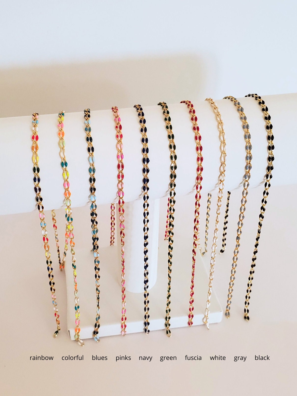10 Colors! Enamel Chain, Multi Color Unfinished Chain by the Foot for ...