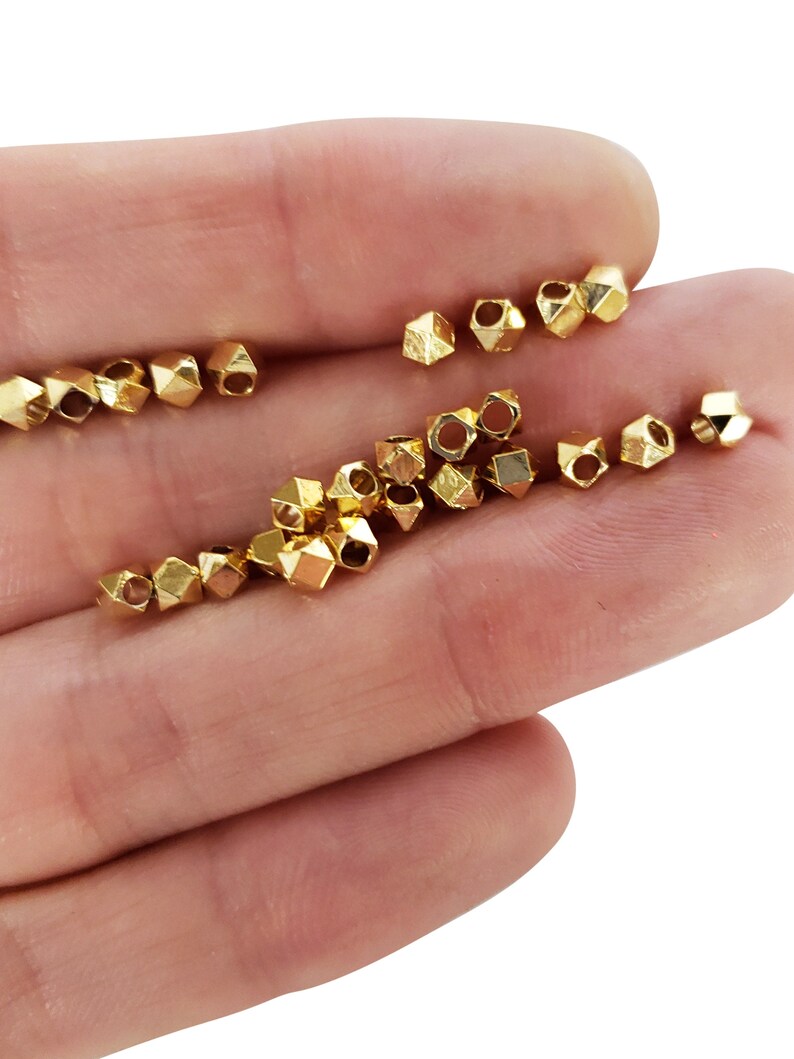 10 Gold Diamond Cut Beads 3mm Gold Faceted Spacer Beads for Etsy