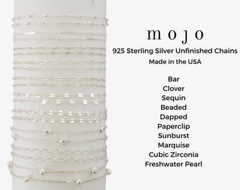 Cadena de plata de ley de 10 estilos, cadenas sin terminar, joyería permanente, marquesa, trébol, clip, disco de lentejuelas, perla de agua dulce, circonita cúbica.
