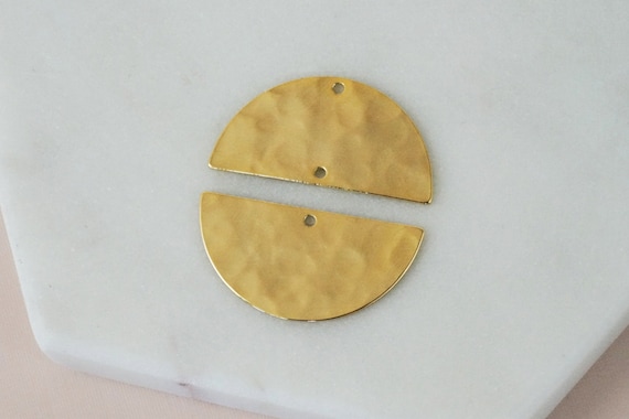 Gold Hammered Connector or Pendant Half Moon Connector Semicircle Pendant Semi Circle Half Circle Charm Necklace Earring Findings ISABELLA