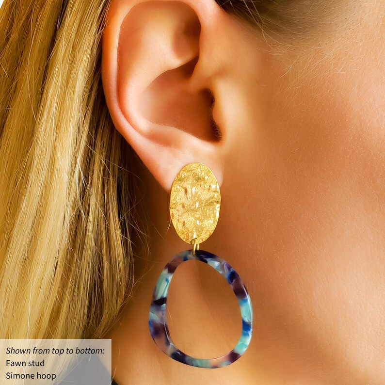 Textured Gold Earring Findings Large Oval Earrings with Hole Etsy 日本