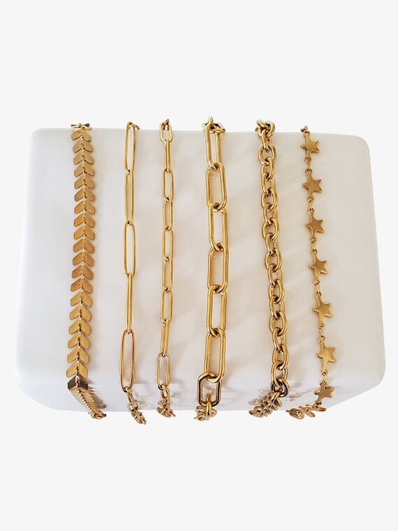 7 Styles Gold UNFINISHED CHAINS Stainless Steel No Clasp Chain by