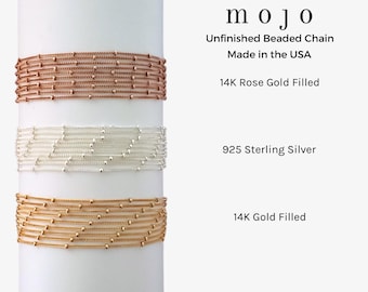 14K Gold Filled Chain 925 Sterling Silver Chain By The Foot Satellite Beaded Necklace Bracelet Made in the USA Rose Bulk Wholesale MICHELLE