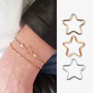 Set of 5 x 14K Gold Filled or 925 Sterling Silver Wire Star Connector for Permanent Jewelry, Celestial Jewelry Permanent Supplies CAIT