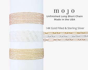 14K Gold Filled or 925 Sterling Silver Oval UNFINISHED CHAIN for Making Necklaces Chains Permanent Jewelry Paperclip Figaro Long Short Oval