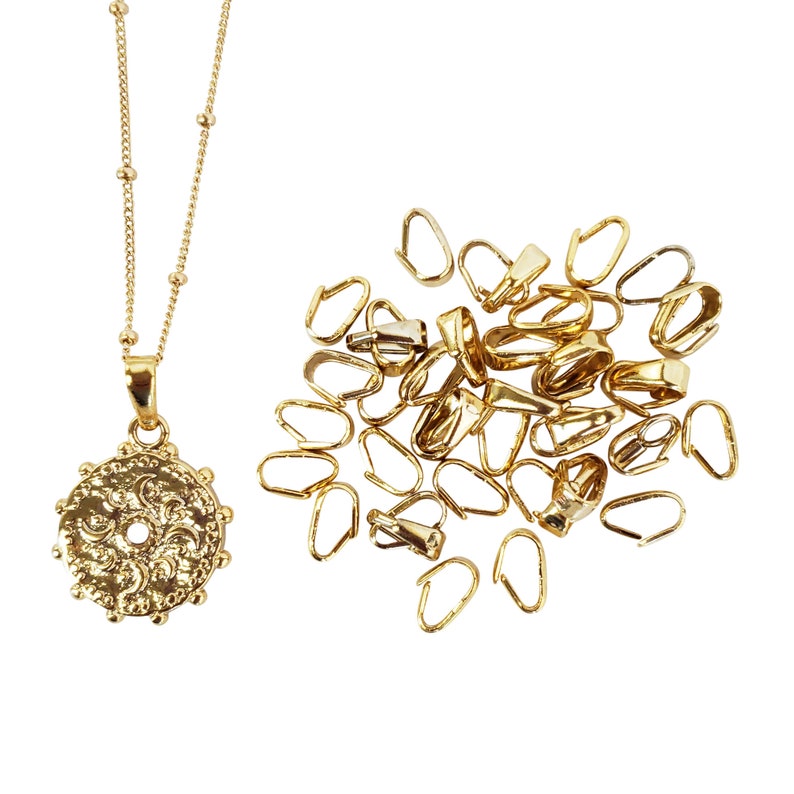 10 Gold Pinch Bails Small 7mm bail Necklace Supplies Bail for Etsy