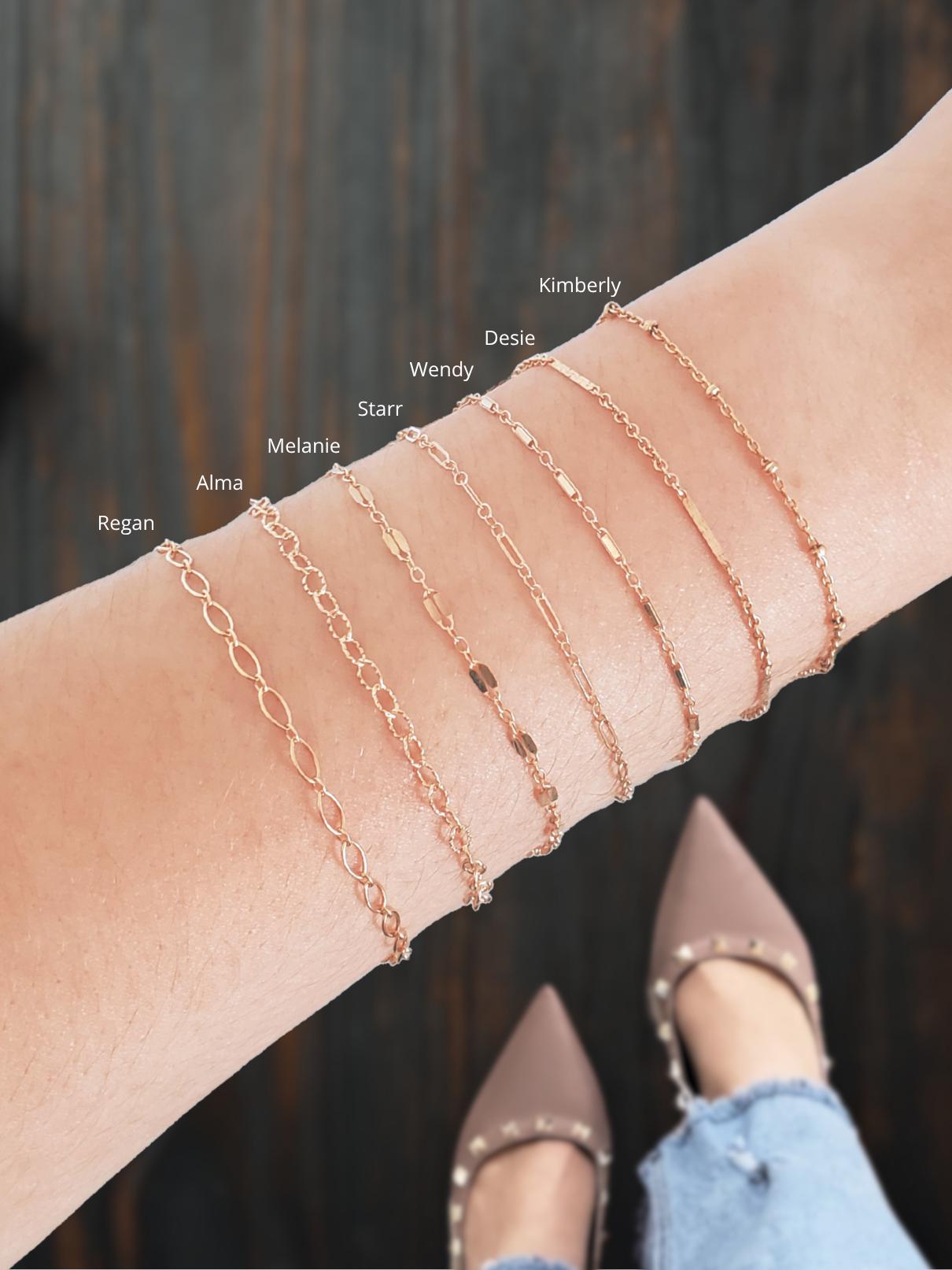 7 Styles, 14k Rose Gold Filled Chains Made in the USA Beaded Bar Sequin ...