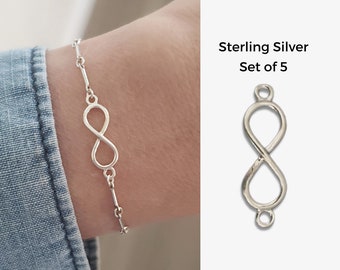 Set van 5 x Sterling zilveren Infinity-connector voor permanente sieraden Dainty Infinity-symbool DIY ketting armband benodigdheden groothandel SHAE