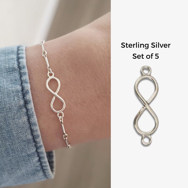 Lot de 5 connecteurs infini en argent sterling pour bijoux permanents symbole de l'infini délicat collier à monter soi-même bracelet fournitures en gros SHAE