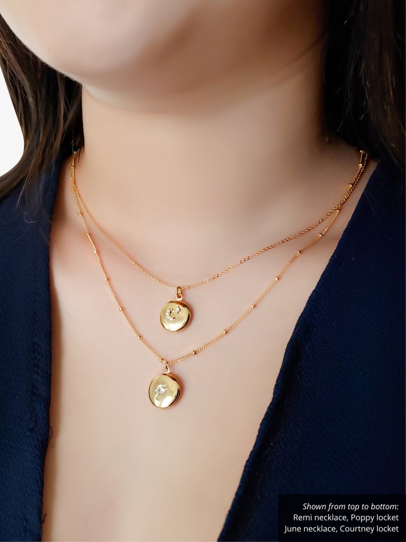 2 Styles Gold Lockets Small Round Diamond Cubic Zirconia Open Etsy