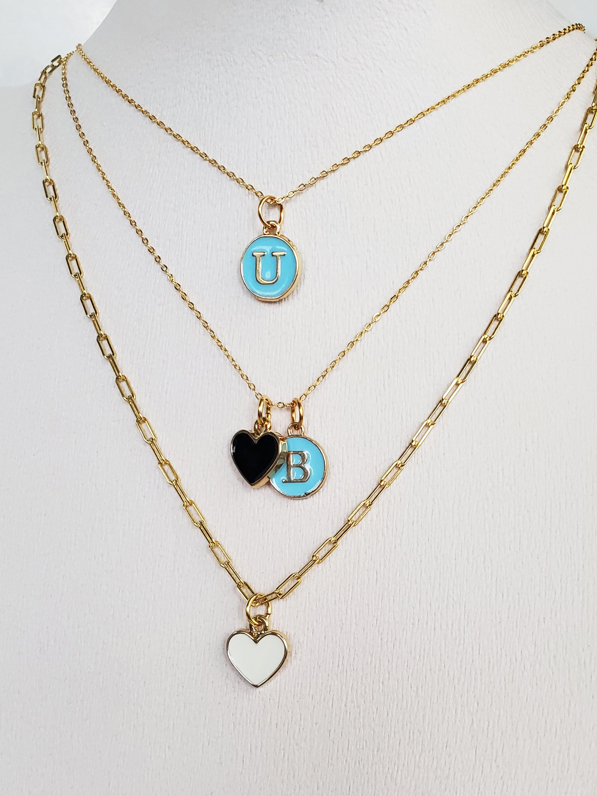 KunBead Letter Initial Blue Charms for Bracelets Alphabet Love Birthday  Bead Charm for Women Girls Dangle Pendant Necklace