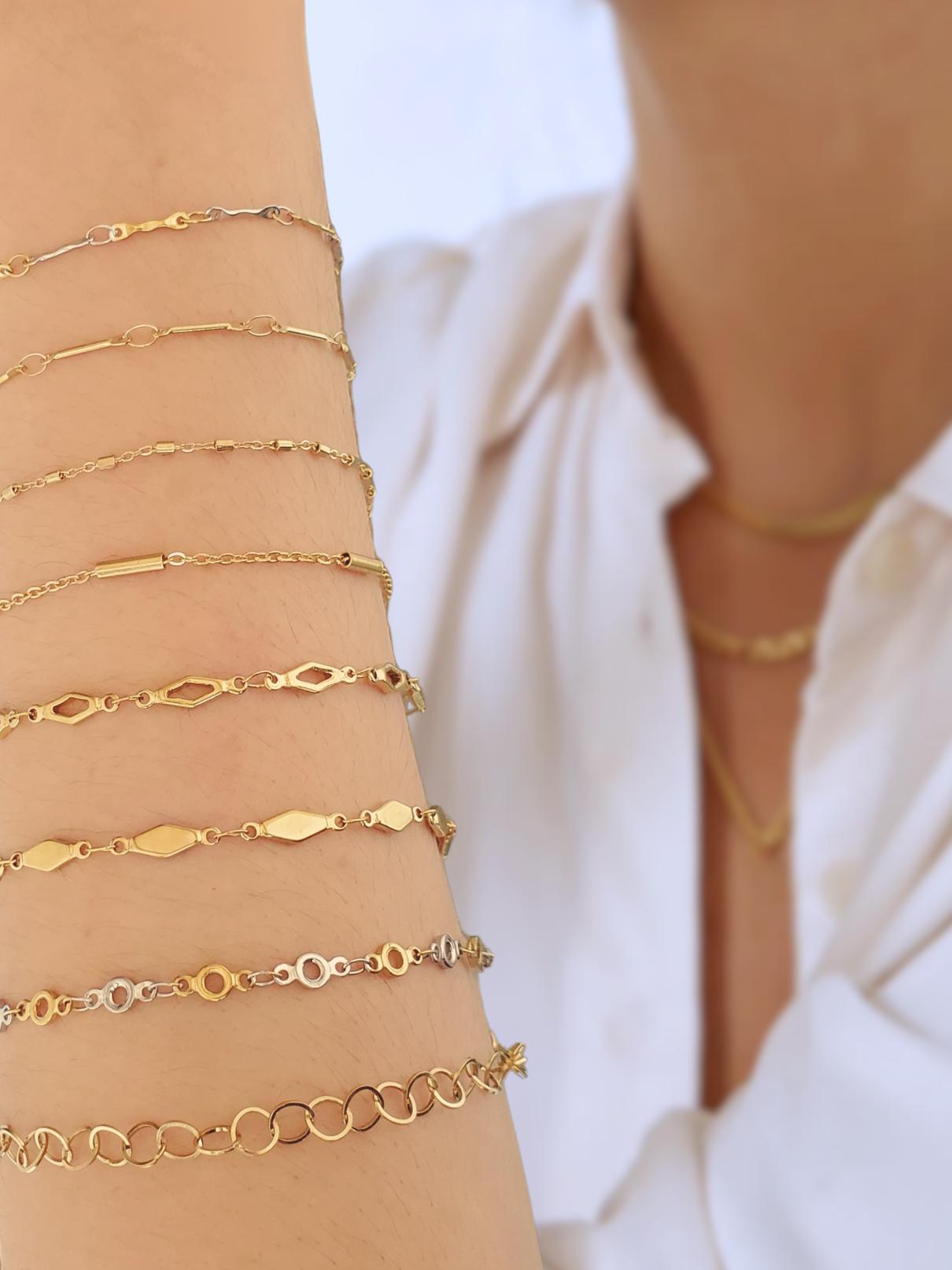 8 Styles! Chain by the Foot for Permanent Jewelry, Circle Bar Diamond ...