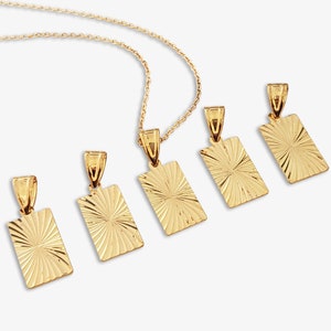 Gold Medallion Pendant Gold Rectangle Bar Tag Charm Starburst Necklace Pendant Square Disc Gold Coin Necklaces Carved Medallion Jewelry FABA