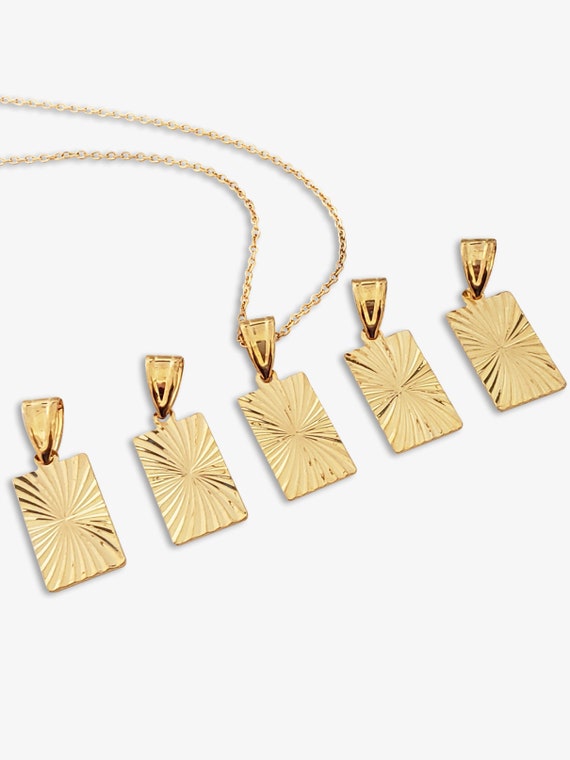 Buy Gold Medallion Pendant Gold Rectangle Bar Tag Charm Starburst
