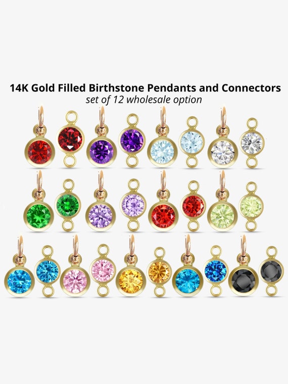 14K Gold Filled Birthstone CHARMS und VERBINDER 1 Stuck oder Set von 12 Top Qualitat CZ 4mm Lunette Bulk Wholesale Permanent Jewelry Supply Etsy