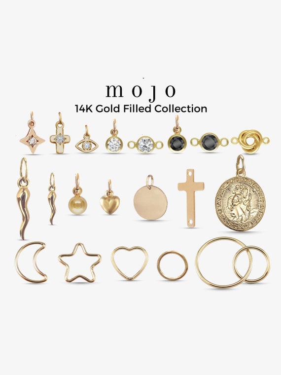 19 Styles 14K Gold Filled CHARMS and CONNECTORS for Permanent Jewelry  Necklace Bracelet Star Moon Evil Eye Circle Heart Horn Cross Coin 