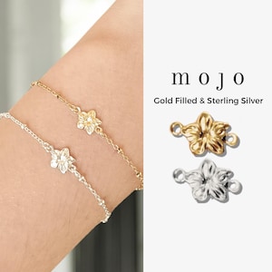 Flower 14k Gold Filled 925 Sterling Silver Connector Lotus Tropical Botanical Flowers for Permanent Jewelry Bracelet Necklace Wholesale USA