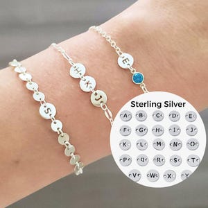 Tiny 925 Sterling Silver Disc Initial Connector Capital Letter Charm for Permanent Jewelry Bracelet Dainty Personalized Disc Necklace TERRI