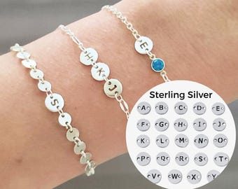 Tiny 925 Sterling Silver Disc Initial Connector Capital Letter Charm for Permanent Jewelry Bracelet Dainty Personalized Disc Necklace TERRI