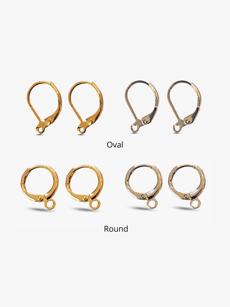 May include: Two pairs of gold earring findings, one pair with oval loops and one pair with round loops.