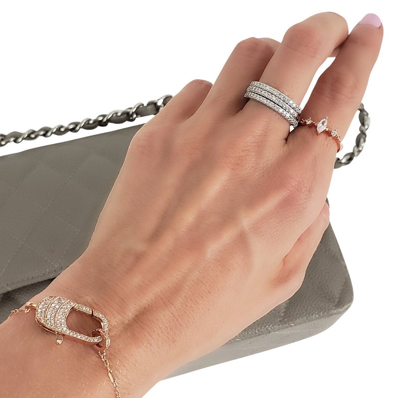 4 Colors Large Chunky Chain Necklace Clasp Long Oval Lobster Clasp Connector for Statement Necklace Bracelet Carabiner Lock Micro Pave LOLA