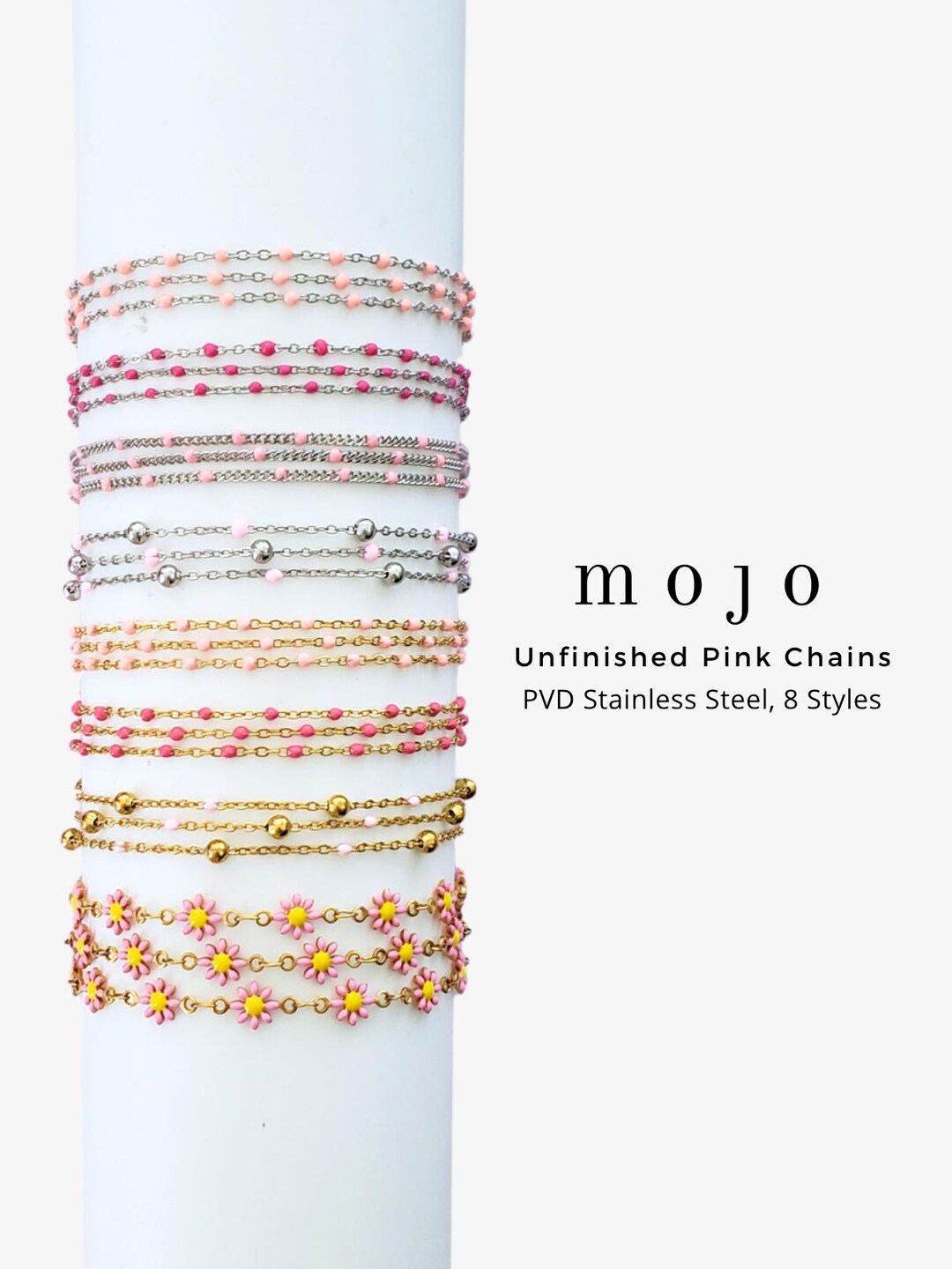 8 Styles! Pink Gold Unfinished Chain by the Foot for Permanent Jewelry ...
