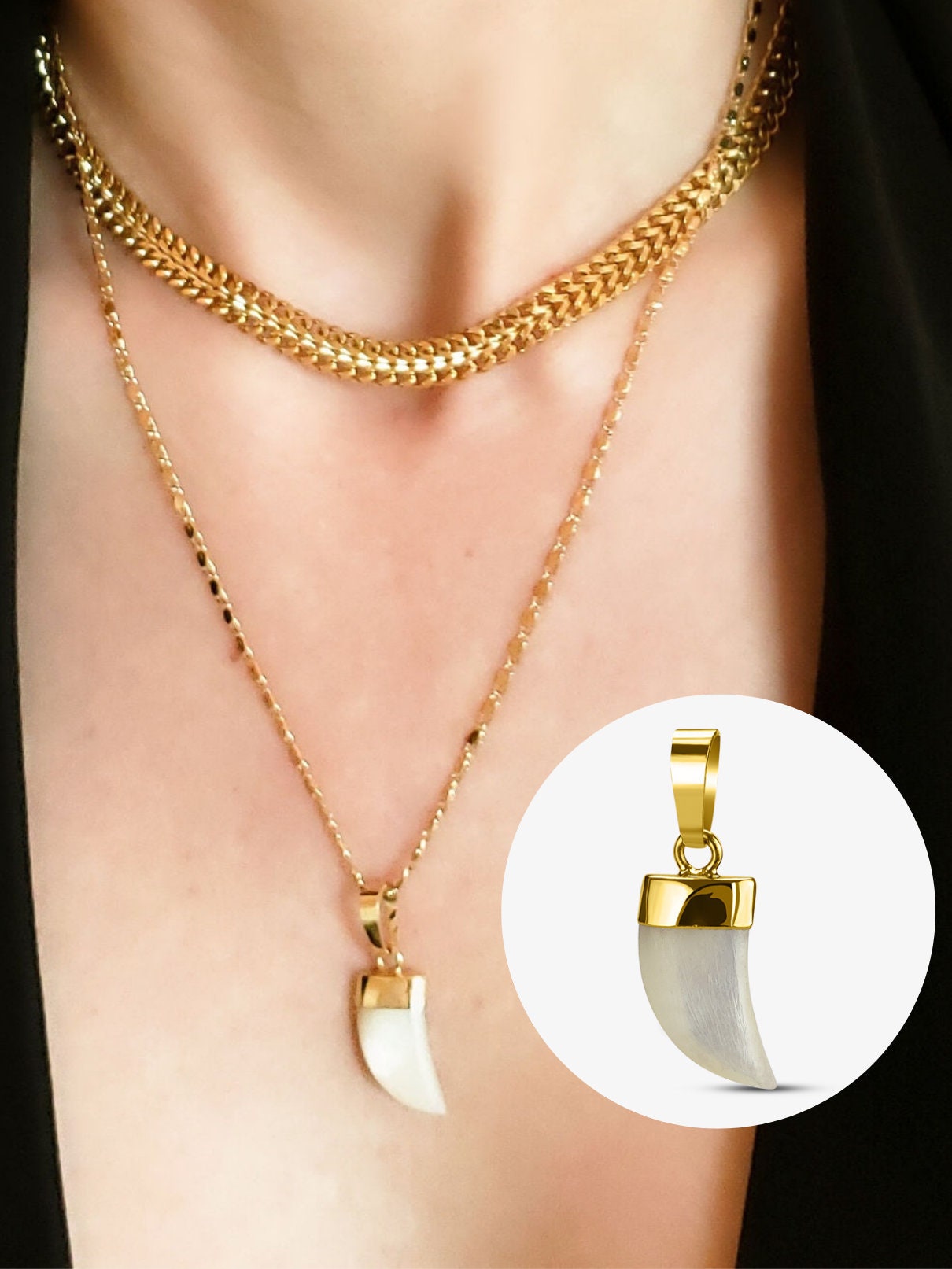 Pearl Tusk Pendant - Etsy