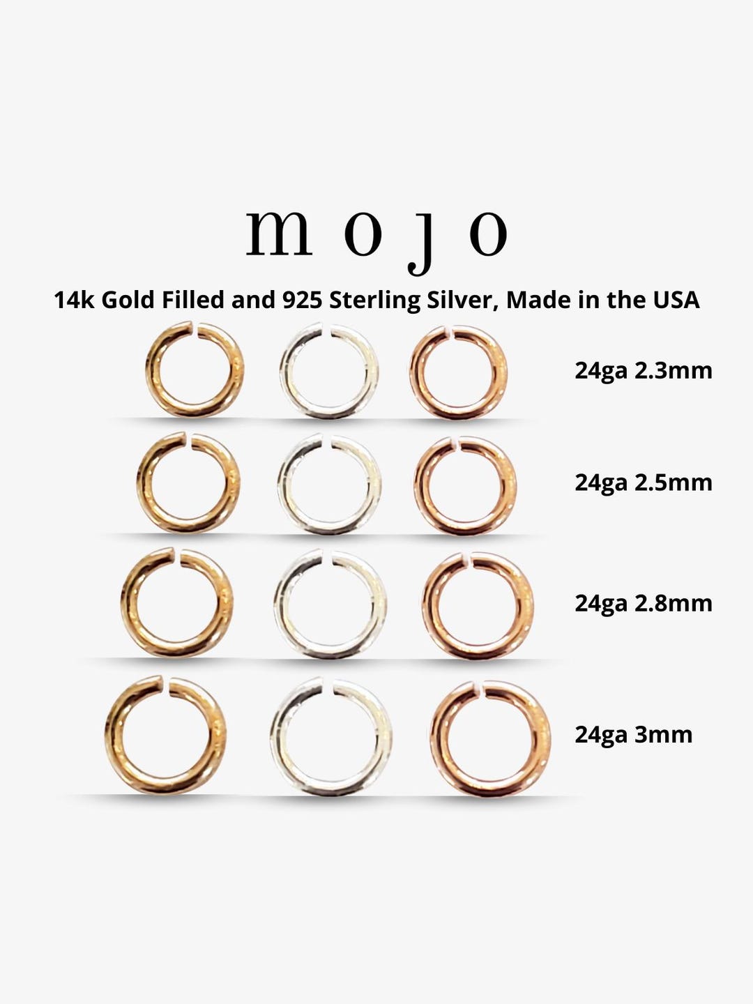 24ga 2.3mm, 2.5mm, 2.8mm, 3mm 3mm 14K Gold Filled 925 Sterling Silver ...