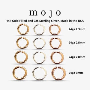 24ga 2.3mm, 2.5mm, 2.8mm, 3mm  3mm 14K Gold Filled 925 Sterling Silver Open Jump Rings Made in the USA Ring Clasp Necklace Bracelet 24 Gauge