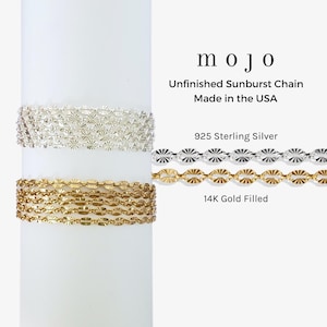 14K Gold Filled or Sterling Silver 925 Chain By The Foot Sunburst. Necklace, Bracelet, Choker. Popular Any Length Bestseller Sequin MOLLY