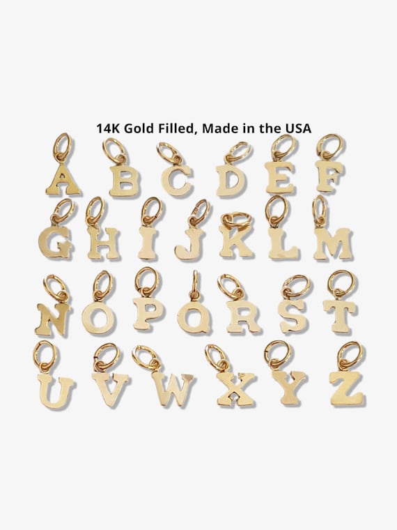 Set of 5 X 14K Gold Filled Letter Charm for Necklace Bracelet Tiny Initials Letters for Permanent Jewelry Making Wholesale Bulk Supplies USA Etsy