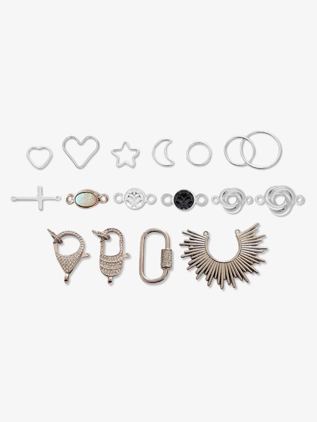 11 Styles Silver Connectors for Bracelet, Connector Necklace Charms